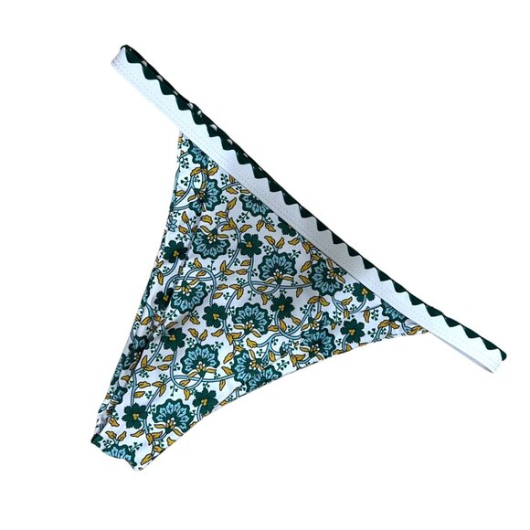 Floral Cheeky Bikini Sexy Swimsuit Green White Size Small NWOT - Picture 3 of 7